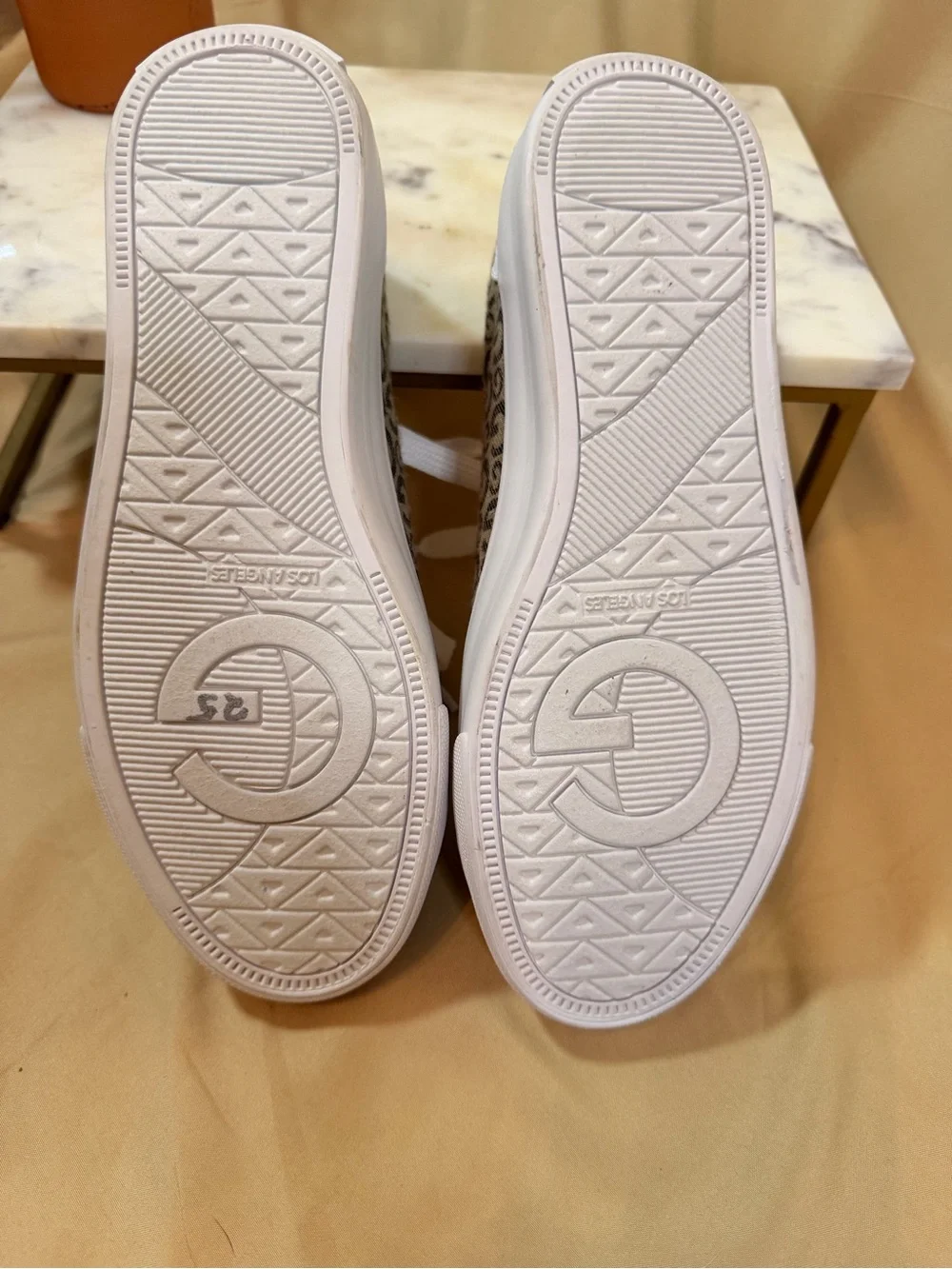 GuessCasual Monogram Lace-Up Sneakers - White & Brown